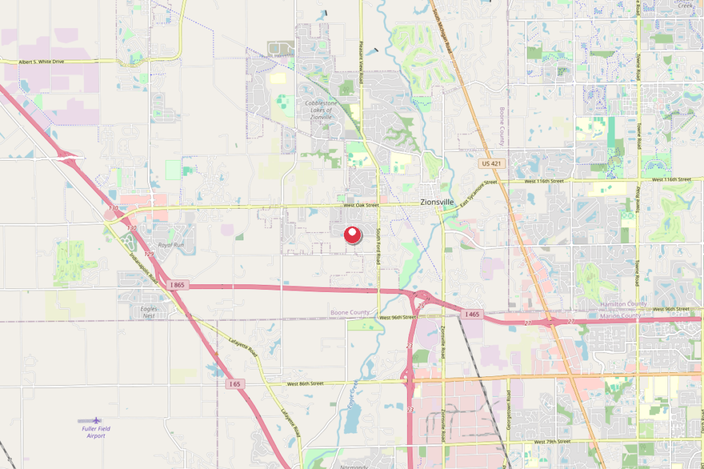 Map of Zionsville, IN
